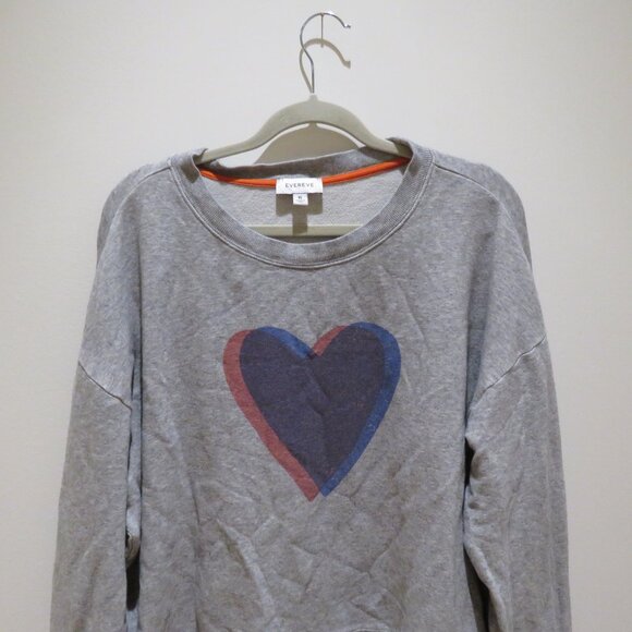 EVEREVE Heart Sweatshirt Sweater in Grey Blue Casual Lounge Comfy Oversized XL - Picture 3 of 11